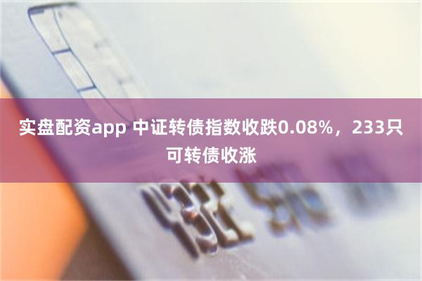 实盘配资app 中证转债指数收跌0.08%，233只可转债收涨