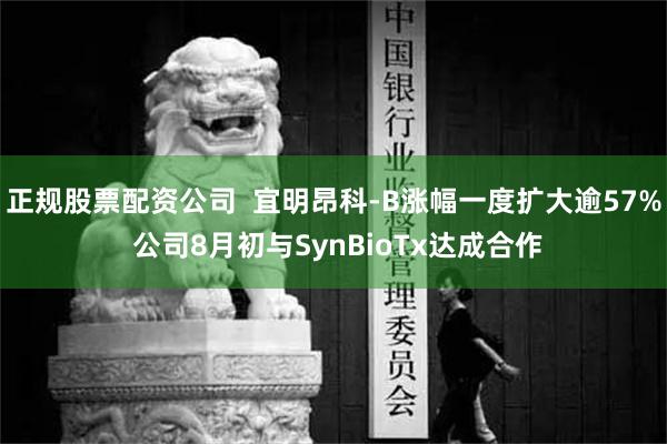 正规股票配资公司  宜明昂科-B涨幅一度扩大逾57% 公司8月初与SynBioTx达成合作