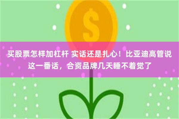 买股票怎样加杠杆 实话还是扎心！比亚迪高管说这一番话，合资品牌几天睡不着觉了
