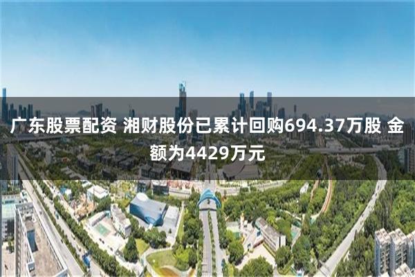 广东股票配资 湘财股份已累计回购694.37万股 金额为4429万元
