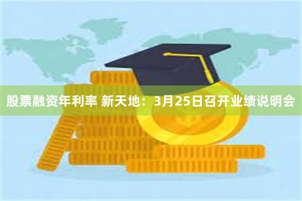 股票融资年利率 新天地：3月25日召开业绩说明会