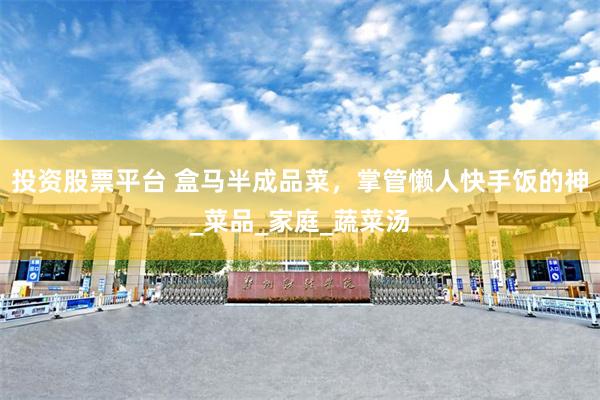 投资股票平台 盒马半成品菜，掌管懒人快手饭的神_菜品_家庭_蔬菜汤