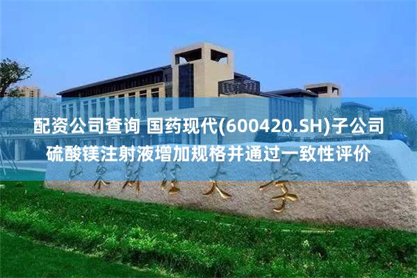 配资公司查询 国药现代(600420.SH)子公司硫酸镁注射液增加规格并通过一致性评价