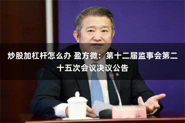 炒股加杠杆怎么办 盈方微：第十二届监事会第二十五次会议决议公告