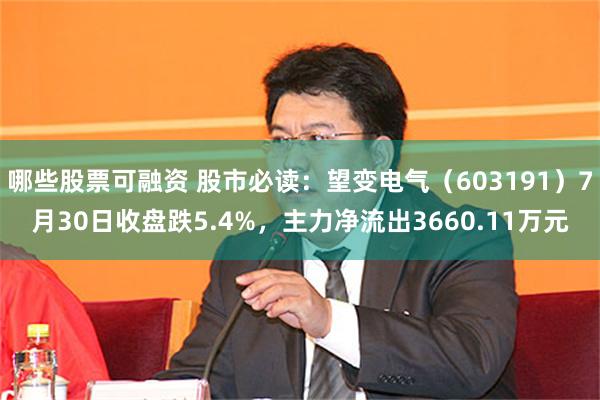 哪些股票可融资 股市必读：望变电气（603191）7月30日收盘跌5.4%，主力净流出3660.11万元